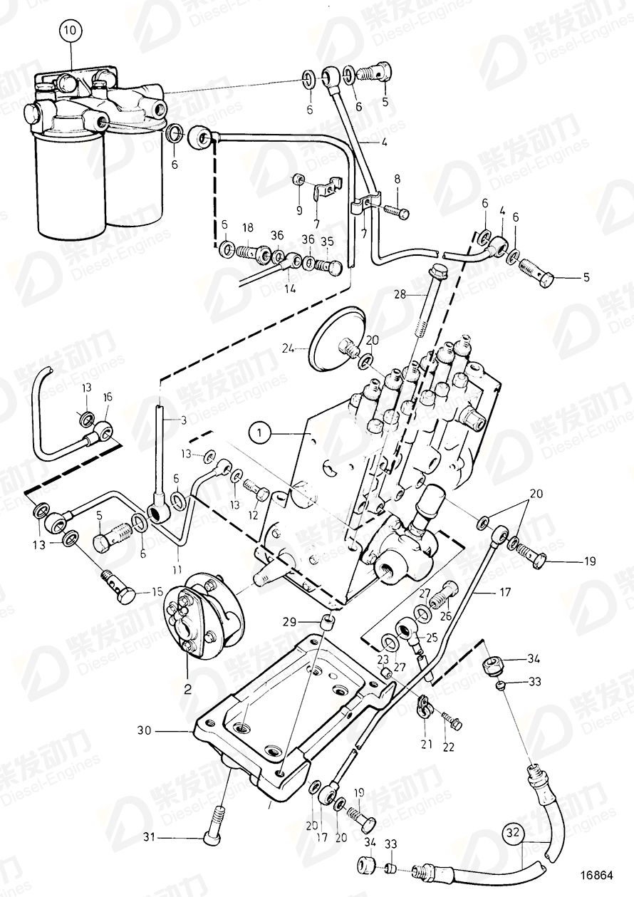 volvo penta Fuel pipe 865769 Drawing